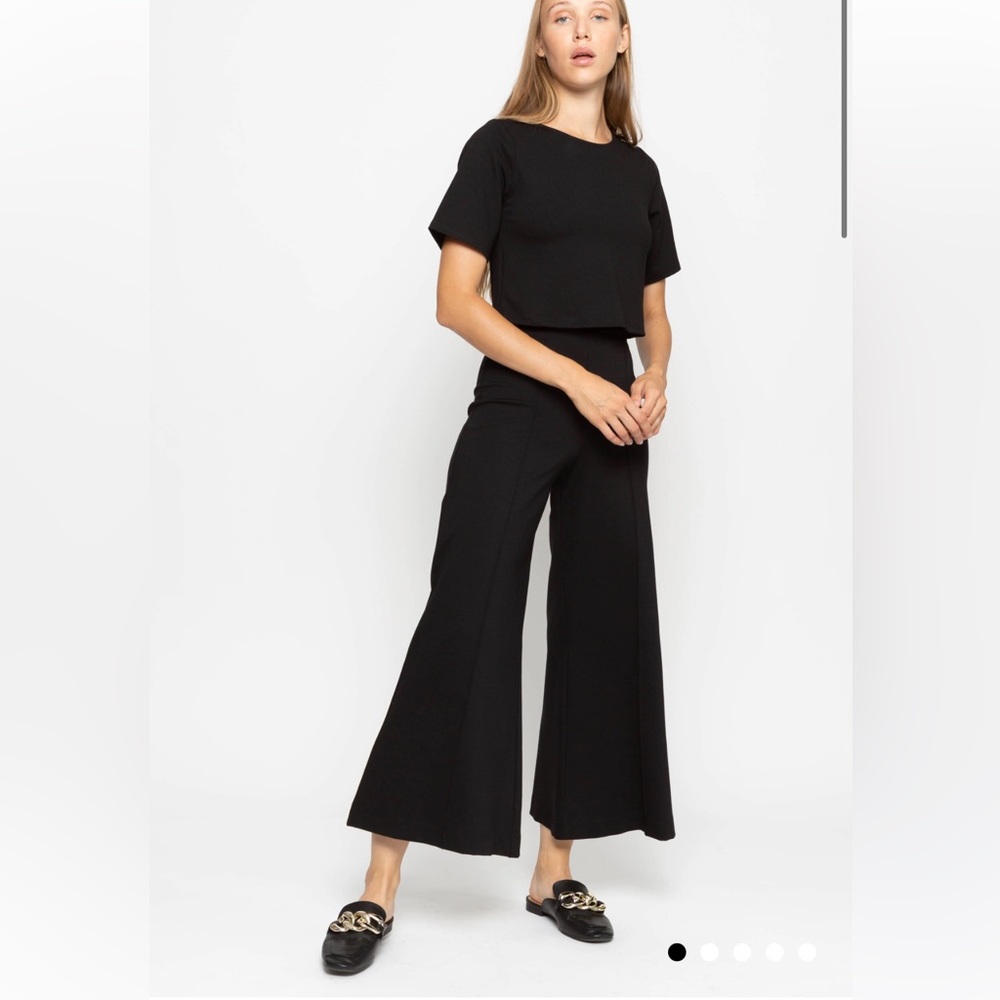 Ripley Rader BLACK PONTE KNIT WIDE LEG PANT: CROPPED